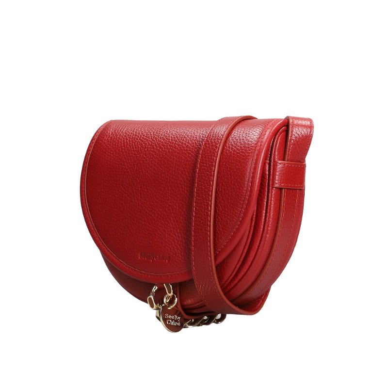 See By Chloe Small Mara Saddle Crossbody Bag for Women in Dreamy Red (CHS23WSB39E15-635)-1