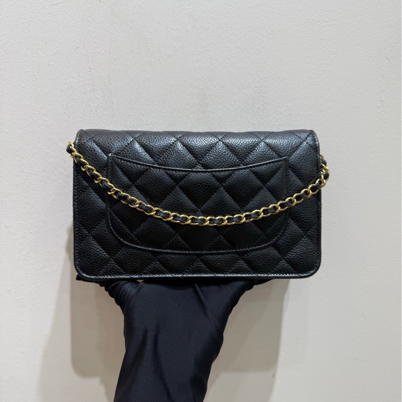 【88🆕】Chanel cf woc 黑色金扣 荔枝牛皮鏈條斜挎包 發財包-3