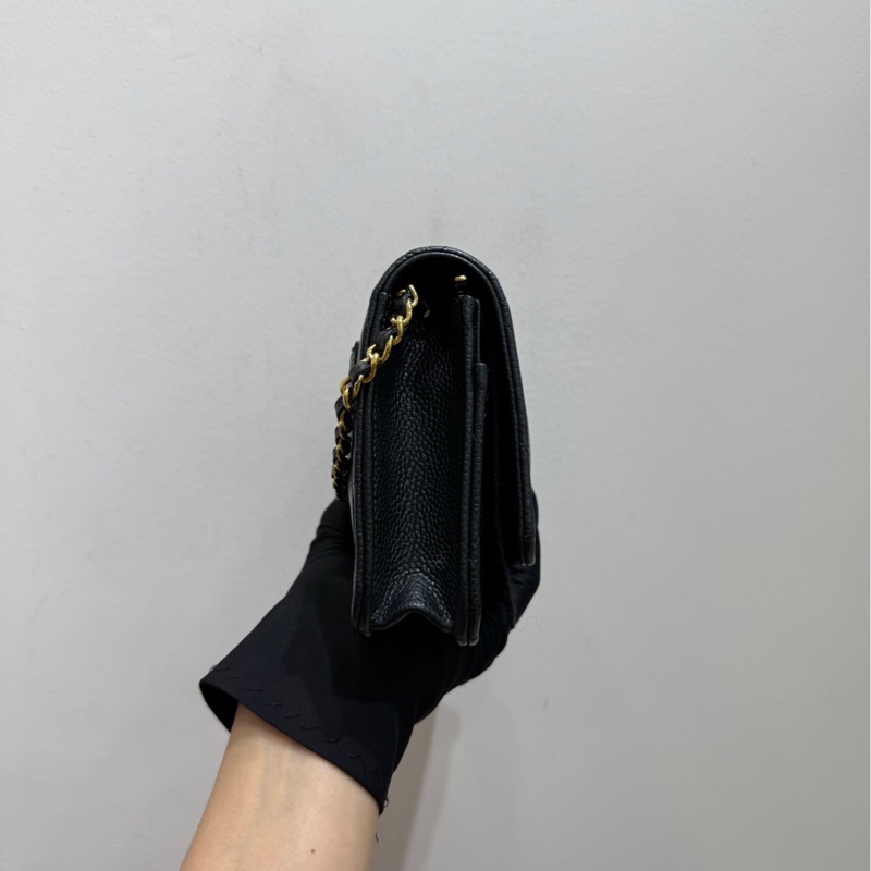 【88🆕】Chanel cf woc 黑色金扣 荔枝牛皮鏈條斜挎包 發財包-4