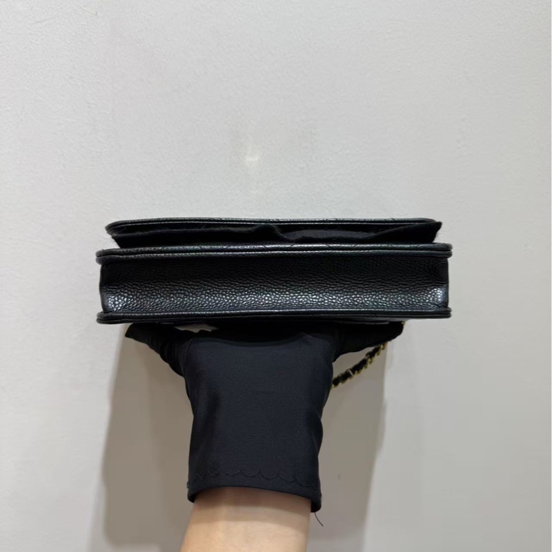 【88🆕】Chanel cf woc 黑色金扣 荔枝牛皮鏈條斜挎包 發財包-6