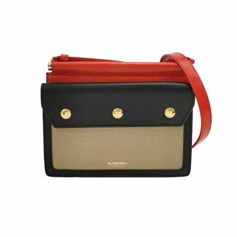 Burberry Title牛皮拼色字母logo鉚釘單肩包