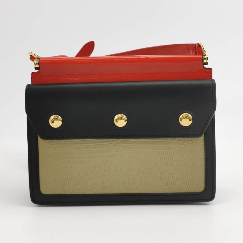 Burberry Title牛皮拼色字母logo鉚釘單肩包-3