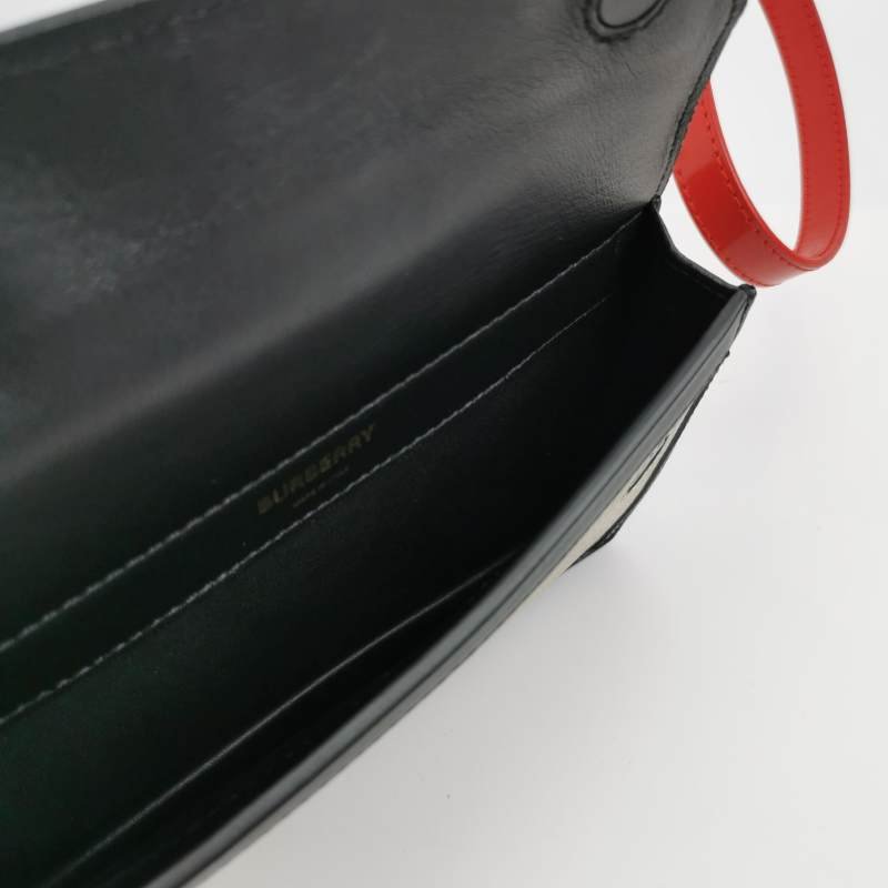 Burberry Title牛皮拼色字母logo鉚釘單肩包-5