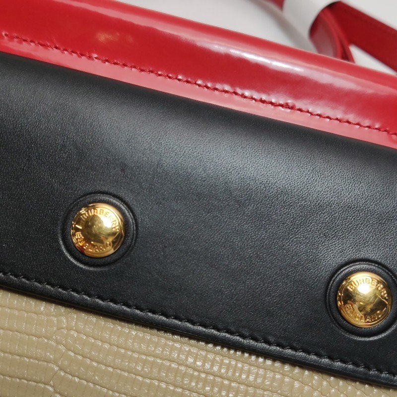 Burberry Title牛皮拼色字母logo鉚釘單肩包-15