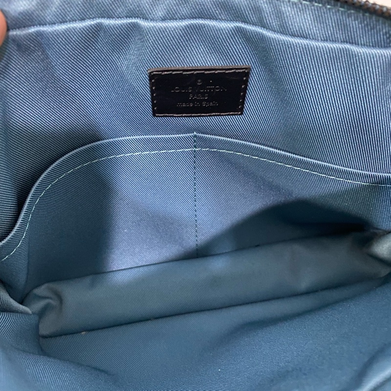 Louis Vuitton 黑棋盤格帆布拉鍊郵差包-4