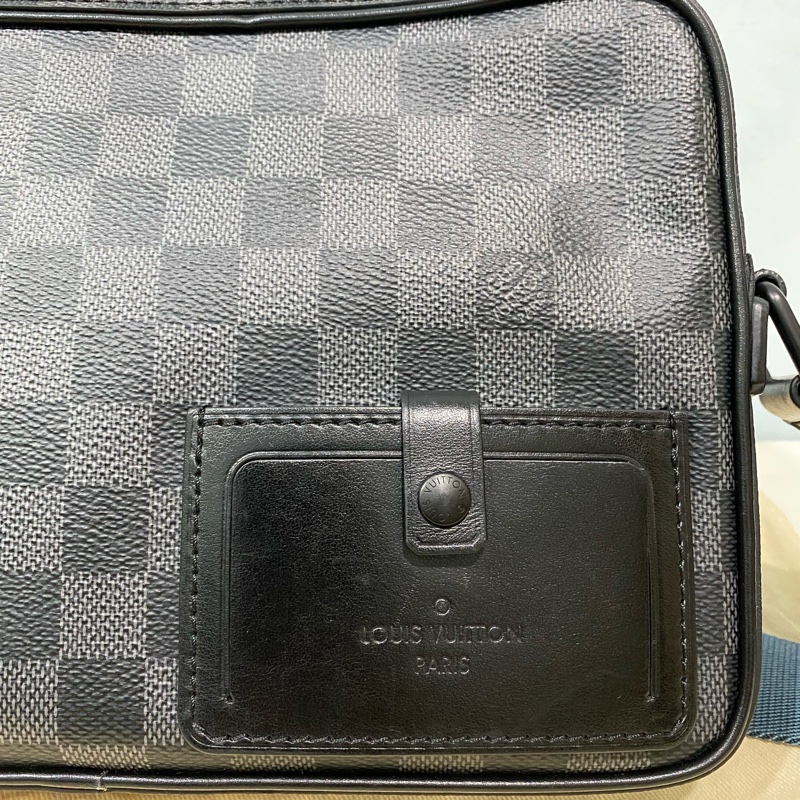 Louis Vuitton 黑棋盤格帆布拉鍊郵差包-8