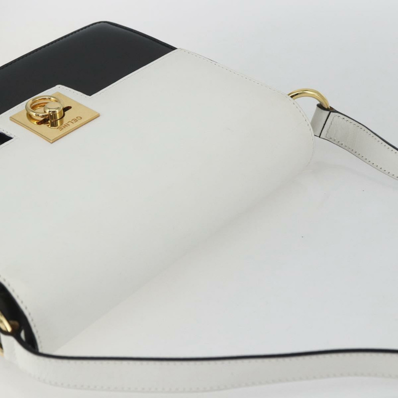 【日本直送】CELINE 白色金色皮革肩背包 正品 158411-5