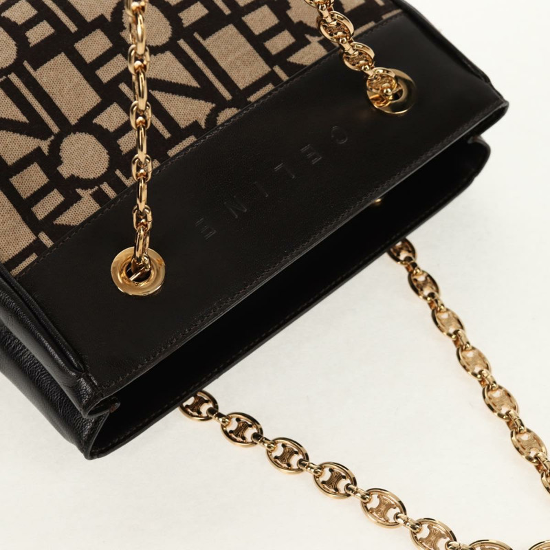 【日本直送】CELINE Blazon 鏈條肩背包 帆布 棕色 金色 正品 158910V-5