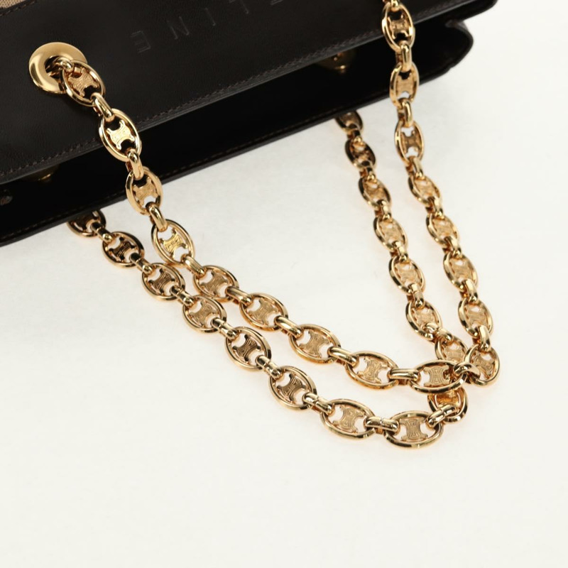 【日本直送】CELINE Blazon 鏈條肩背包 帆布 棕色 金色 正品 158910V-6