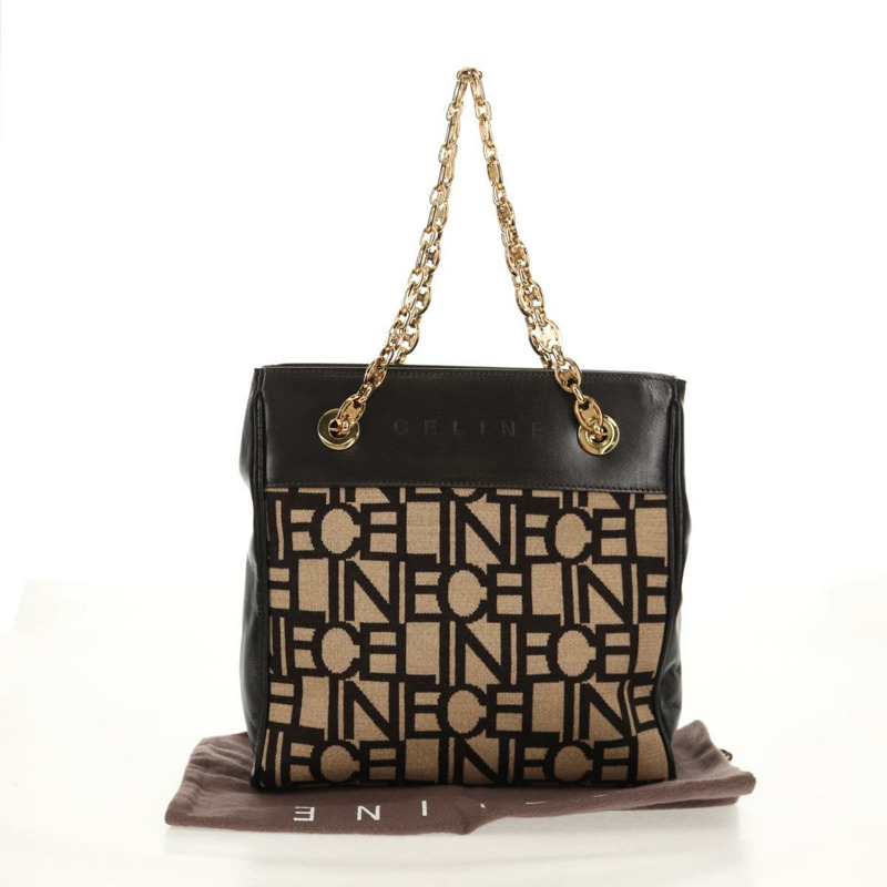 【日本直送】CELINE Blazon 鏈條肩背包 帆布 棕色 金色 正品 158910V-11