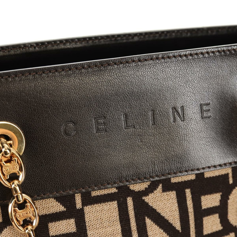 【日本直送】CELINE Blazon 鏈條肩背包 帆布 棕色 金色 正品 158910V-17