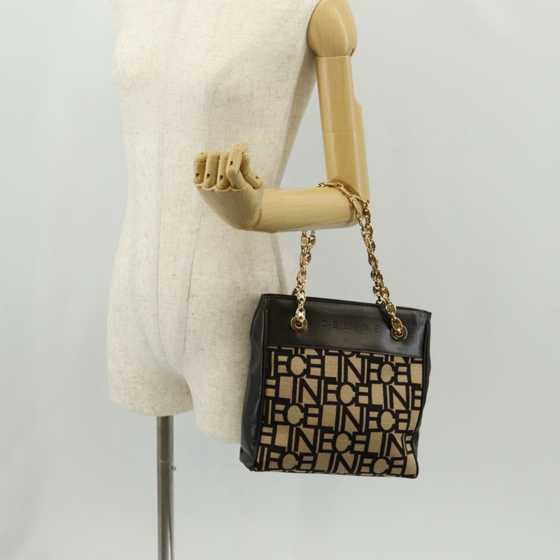 【日本直送】CELINE Blazon 鏈條肩背包 帆布 棕色 金色 正品 158910V-23