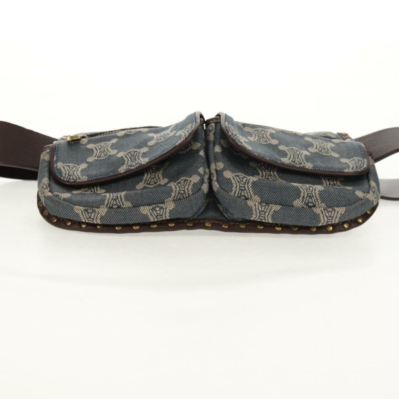 【日本直送】CELINE Paris Macadam帆布腰包 藍色 Auth 158875V-4