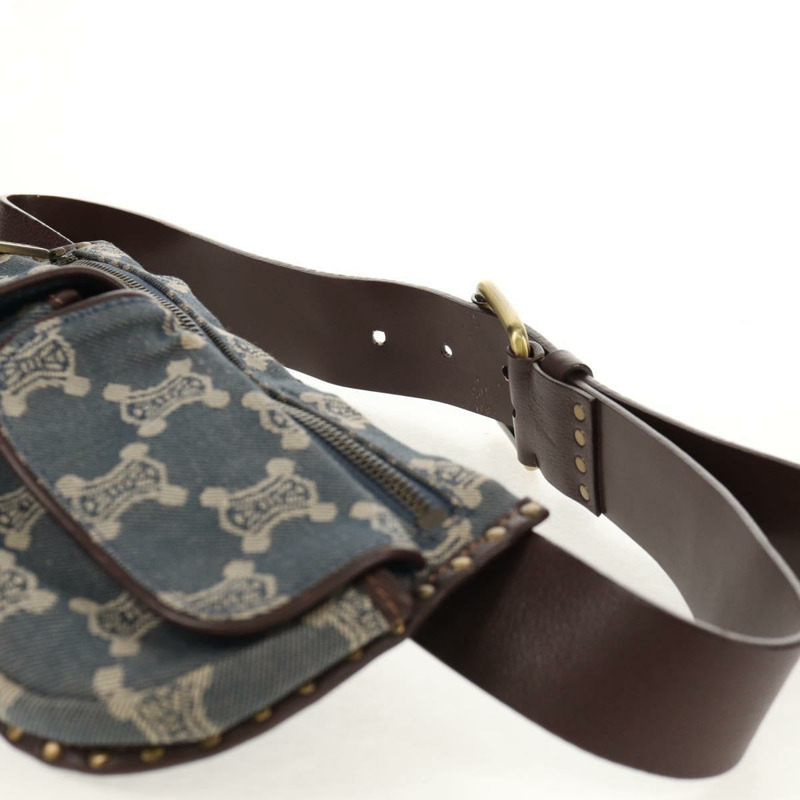 【日本直送】CELINE Paris Macadam帆布腰包 藍色 Auth 158875V-8