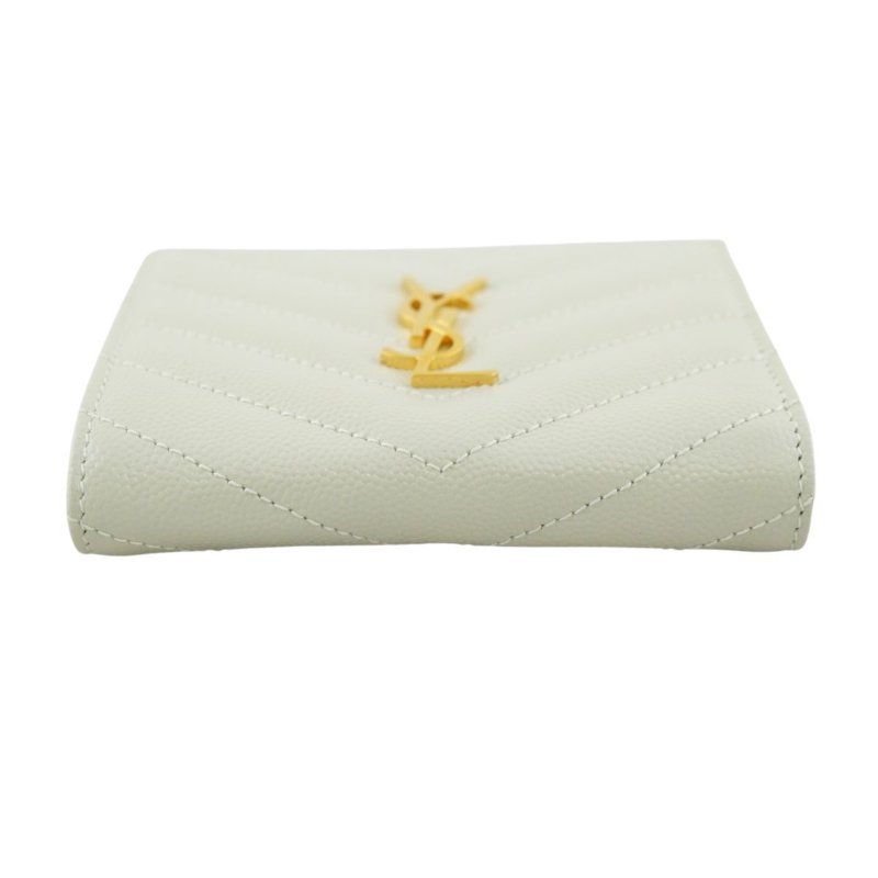 YSL Saint Laurent 聖羅蘭 Monogram粒面壓紋皮革兩摺錢包 皮夾 短夾-4