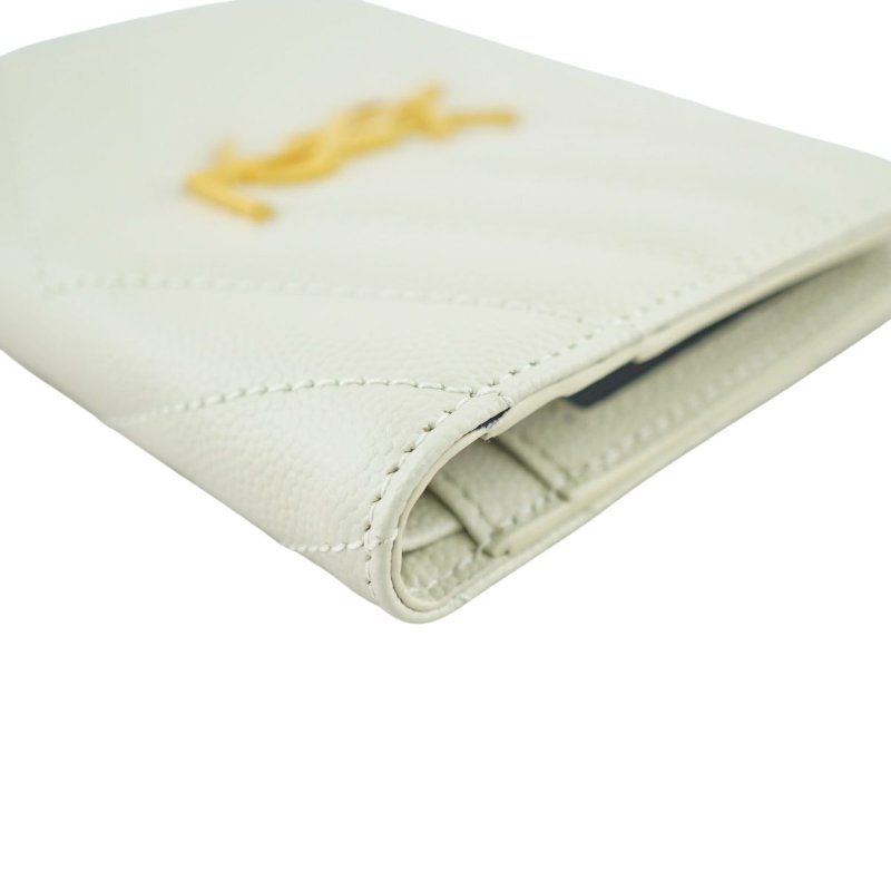 YSL Saint Laurent 聖羅蘭 Monogram粒面壓紋皮革兩摺錢包 皮夾 短夾-7