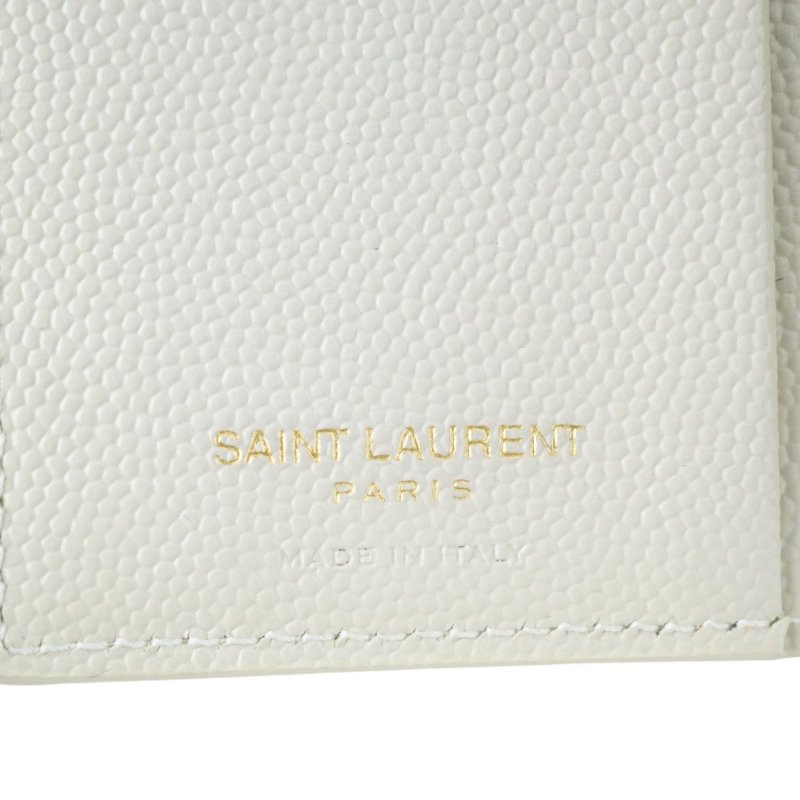YSL Saint Laurent 聖羅蘭 Monogram粒面壓紋皮革兩摺錢包 皮夾 短夾-13