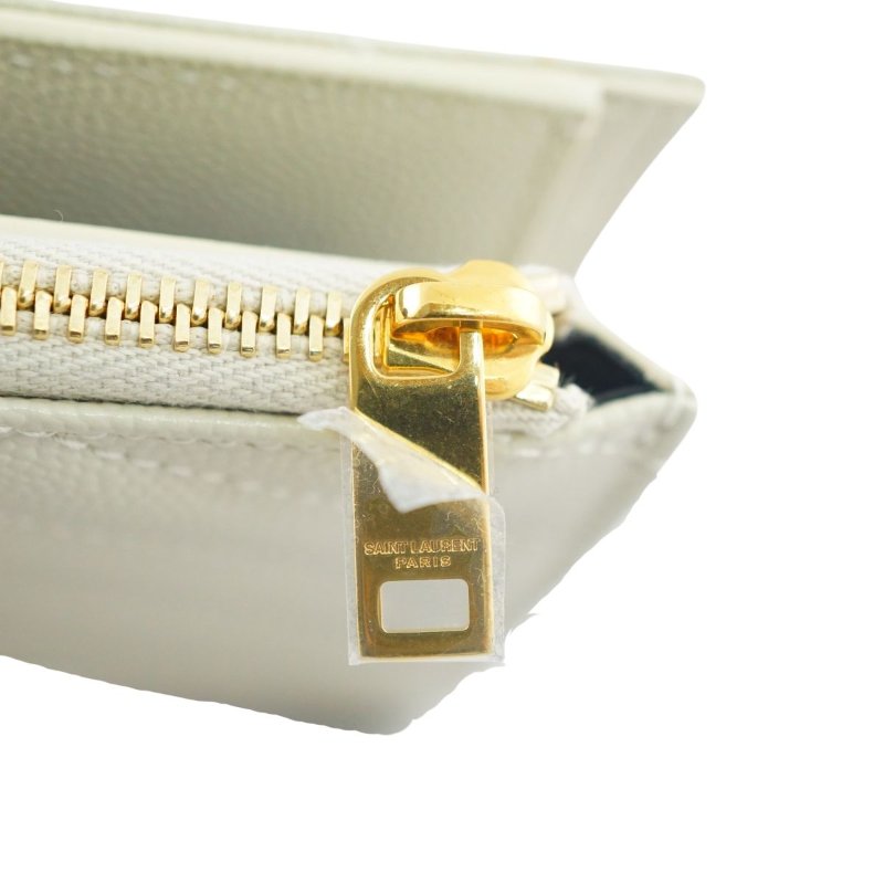 YSL Saint Laurent 聖羅蘭 Monogram粒面壓紋皮革兩摺錢包 皮夾 短夾-16