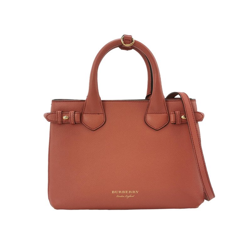 Burberry The Banner班納小號牛皮帆布純色雙搭扣字母logo斜挎包單肩包-0