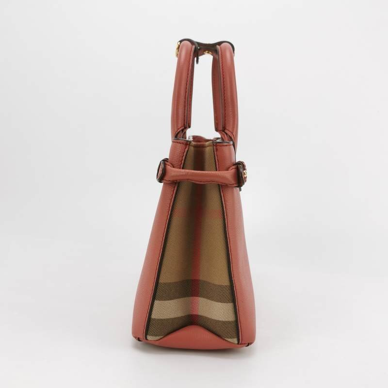 Burberry The Banner班納小號牛皮帆布純色雙搭扣字母logo斜挎包單肩包-2