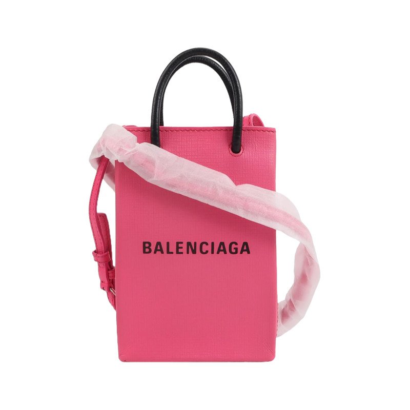 Balenciaga Shopping迷你牛皮拼色Balenciaga品牌標識斜挎包單肩包-0