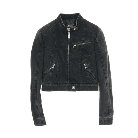 范思哲 (VERSACE) 美杜莎紐扣拉鍊牛仔外套外套 #38 棉質黑色二手女款