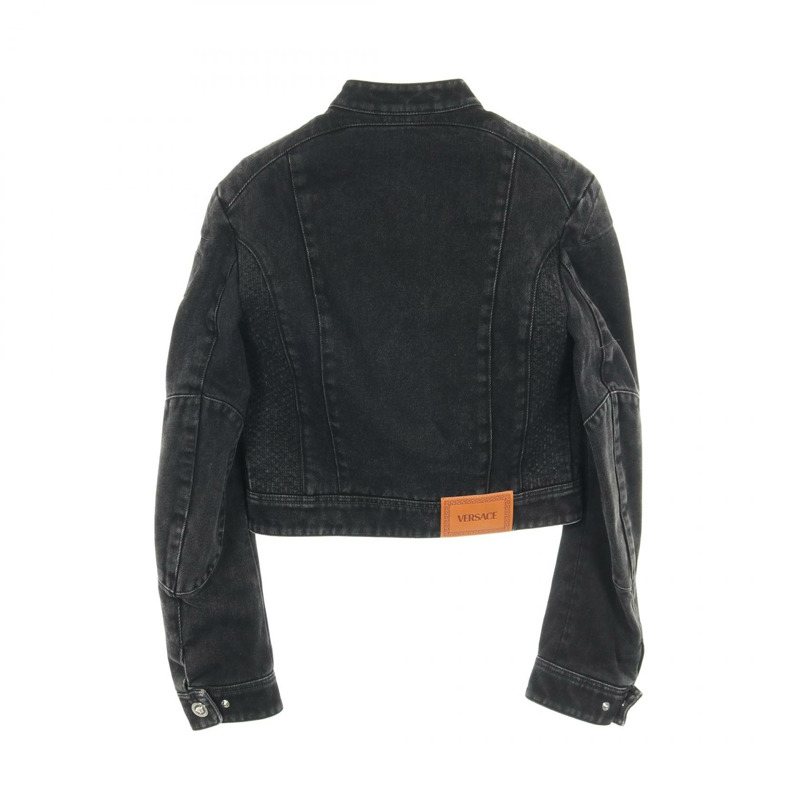 范思哲 (VERSACE) 美杜莎紐扣拉鍊牛仔外套外套 #38 棉質黑色二手女款-1