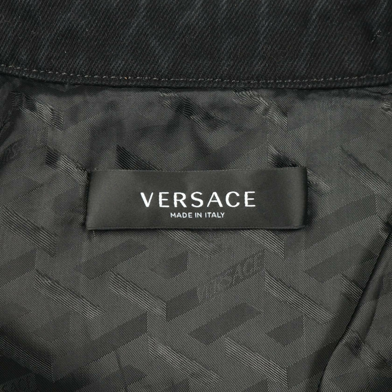 范思哲 (VERSACE) 美杜莎紐扣拉鍊牛仔外套外套 #38 棉質黑色二手女款-2