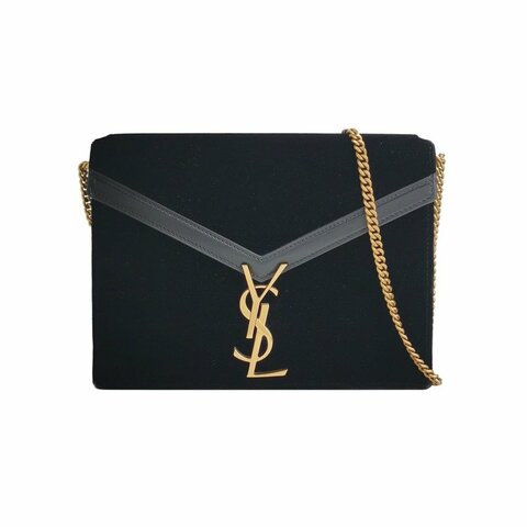 Saint Laurent Cassandra牛皮絨布拼色信封式翻蓋單肩包