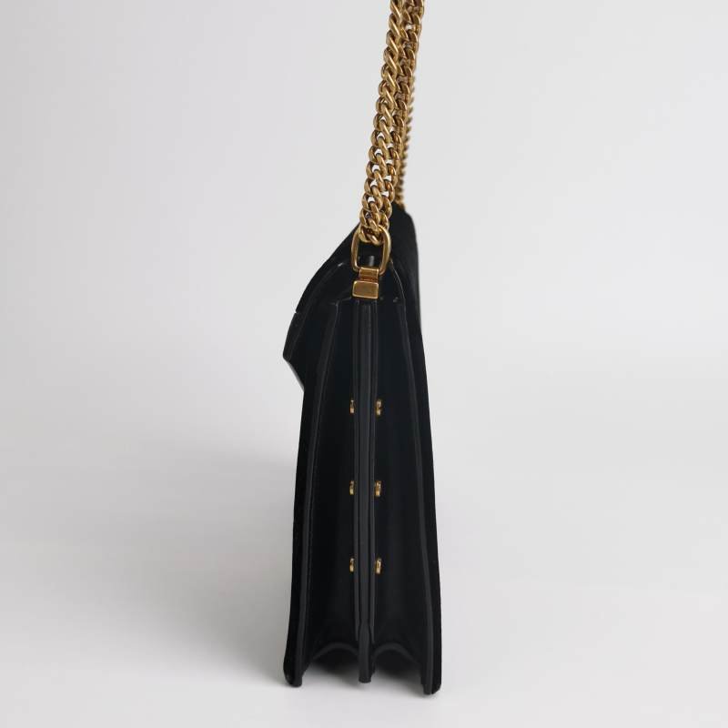 Saint Laurent Cassandra牛皮絨布拼色信封式翻蓋單肩包-2