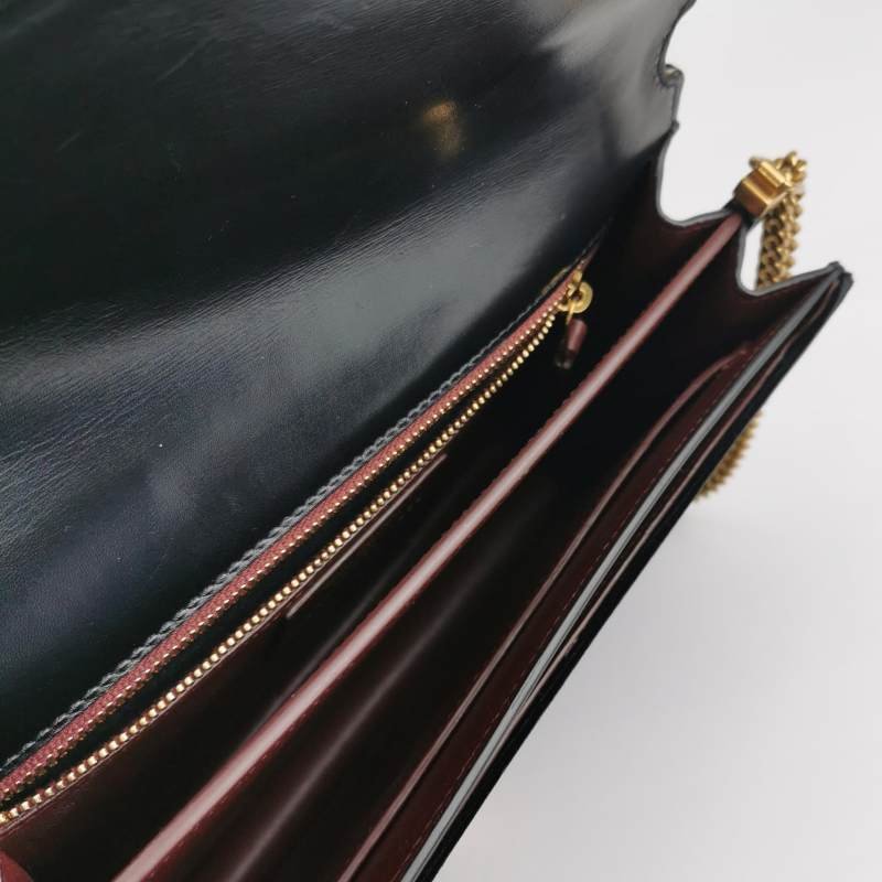 Saint Laurent Cassandra牛皮絨布拼色信封式翻蓋單肩包-6