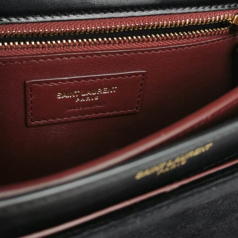 Saint Laurent Cassandra牛皮絨布拼色信封式翻蓋單肩包-7