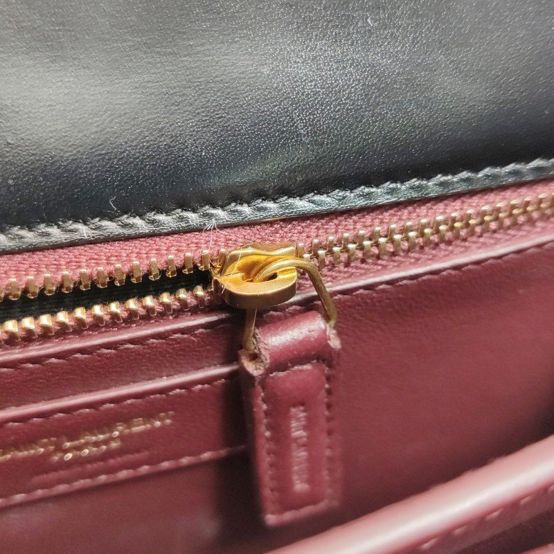 Saint Laurent Cassandra牛皮絨布拼色信封式翻蓋單肩包-14