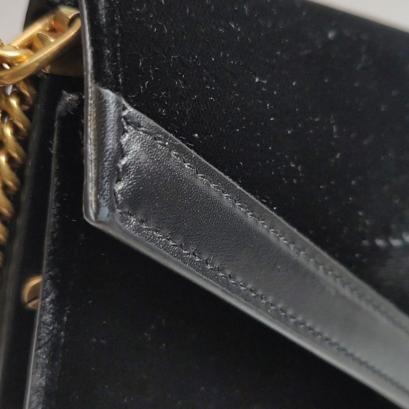 Saint Laurent Cassandra牛皮絨布拼色信封式翻蓋單肩包-17