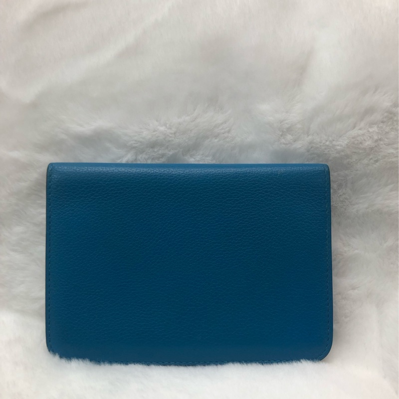 HERMÈS ever colour blue Dogon銀扣銀包 Stamp AXB917-2