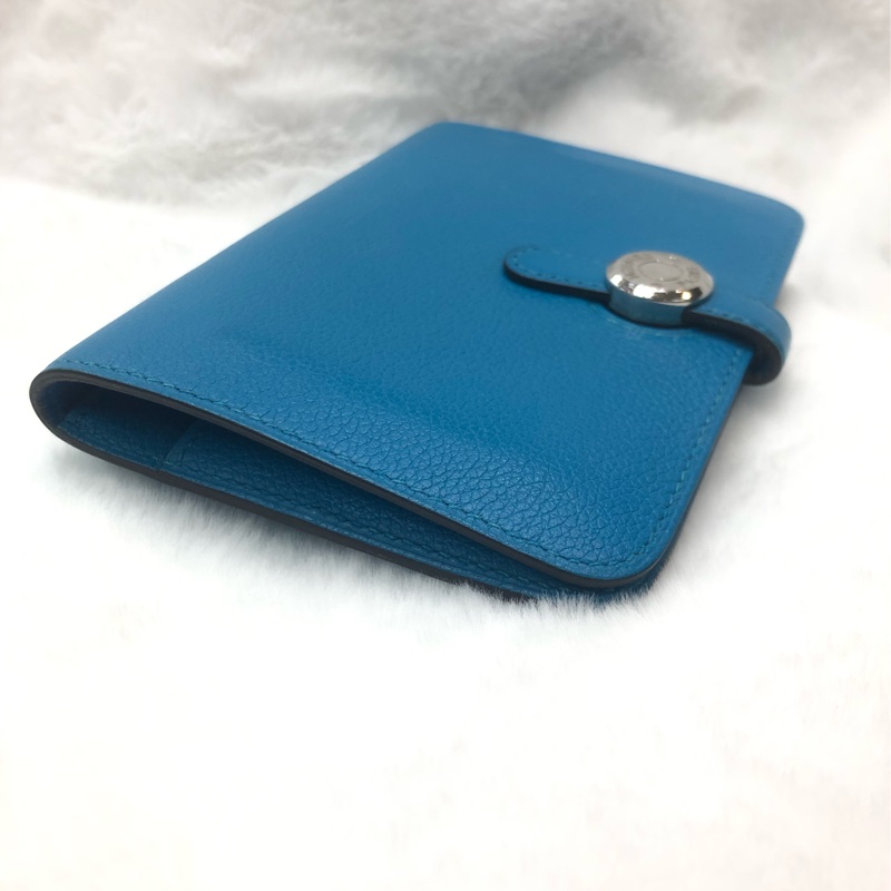 HERMÈS ever colour blue Dogon銀扣銀包 Stamp AXB917-10