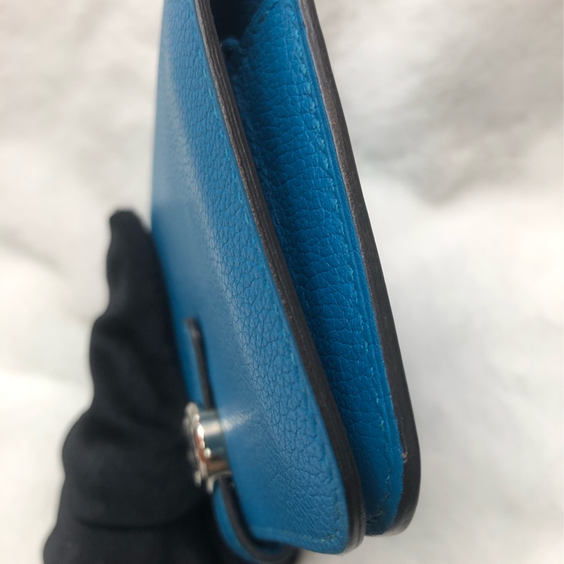HERMÈS ever colour blue Dogon銀扣銀包 Stamp AXB917-12