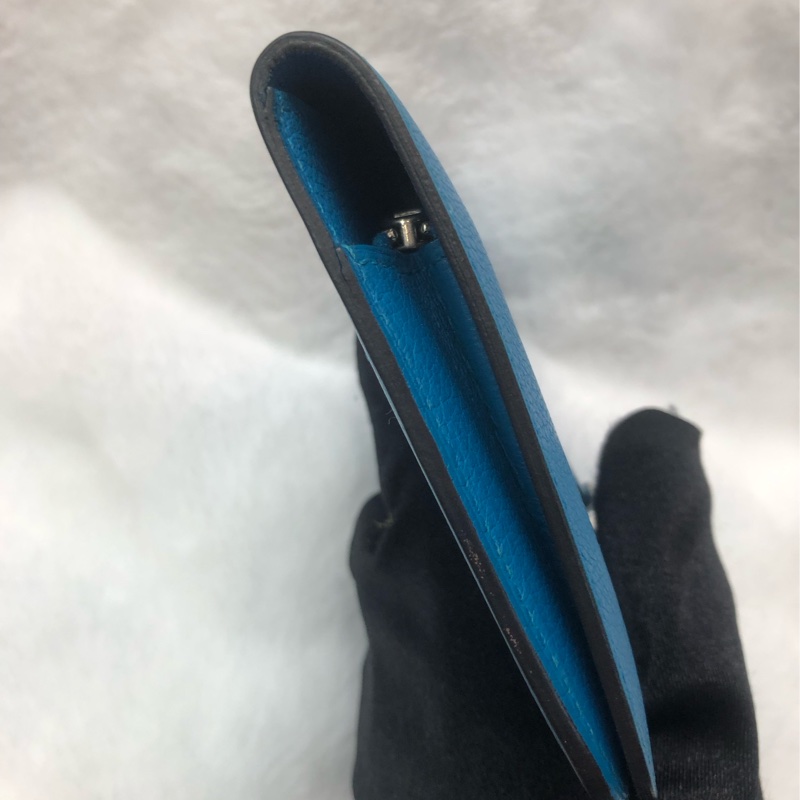 HERMÈS ever colour blue Dogon銀扣銀包 Stamp AXB917-13