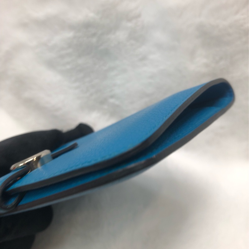 HERMÈS ever colour blue Dogon銀扣銀包 Stamp AXB917-16