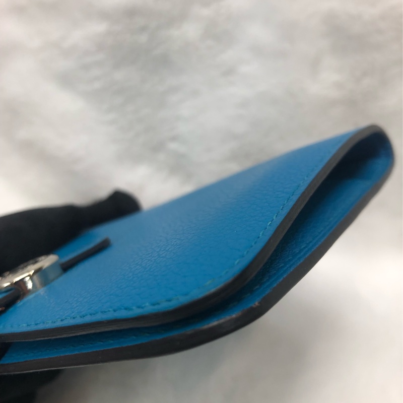 HERMÈS ever colour blue Dogon銀扣銀包 Stamp AXB917-17