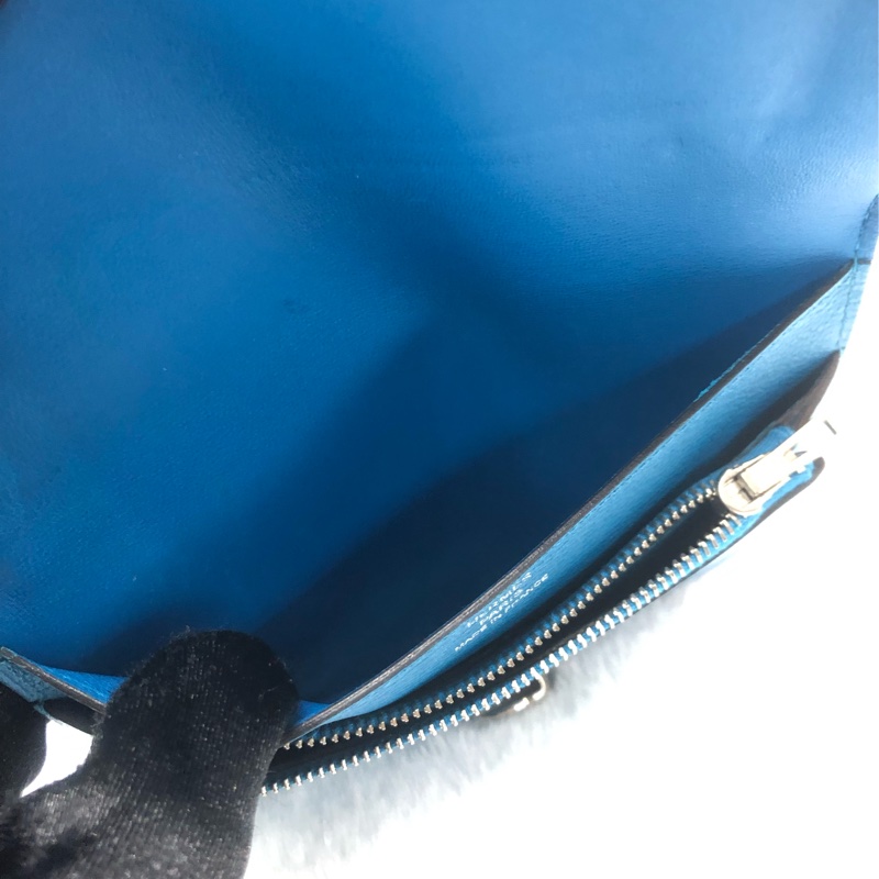 HERMÈS ever colour blue Dogon銀扣銀包 Stamp AXB917-23