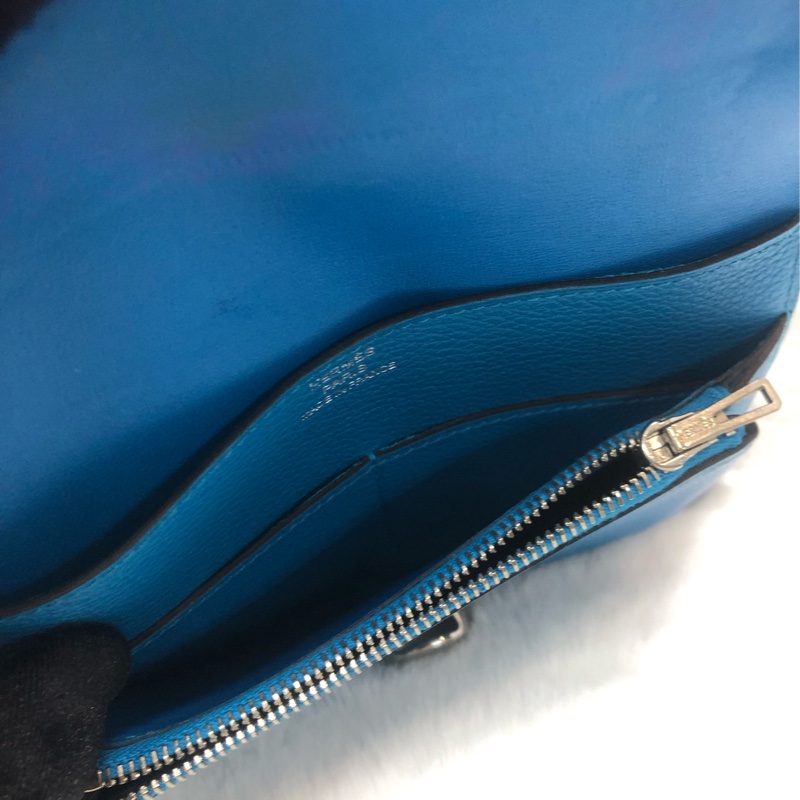 HERMÈS ever colour blue Dogon銀扣銀包 Stamp AXB917-24