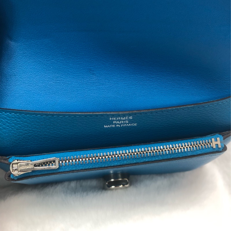 HERMÈS ever colour blue Dogon銀扣銀包 Stamp AXB917-29