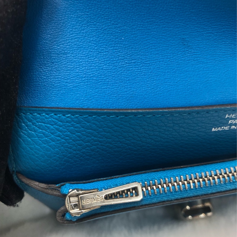 HERMÈS ever colour blue Dogon銀扣銀包 Stamp AXB917-30