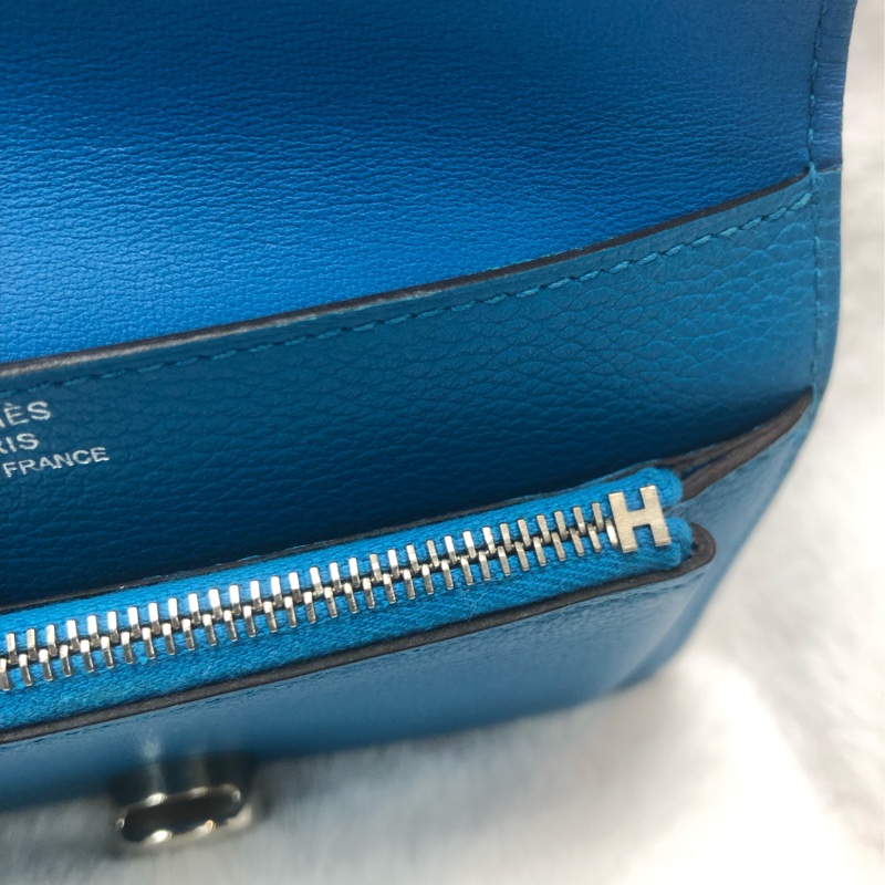 HERMÈS ever colour blue Dogon銀扣銀包 Stamp AXB917-31