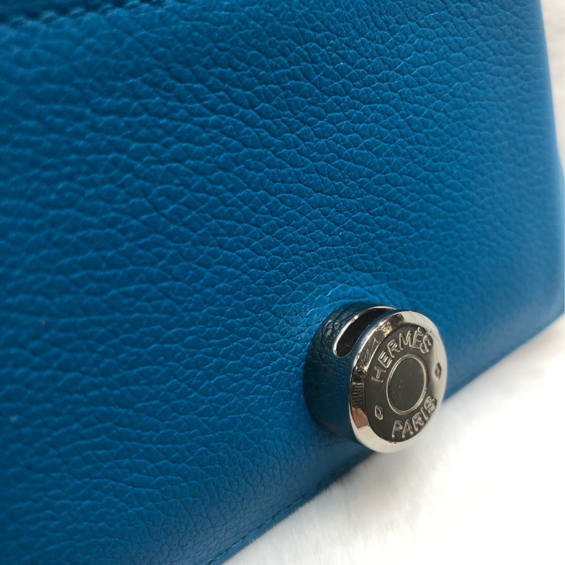 HERMÈS ever colour blue Dogon銀扣銀包 Stamp AXB917-32