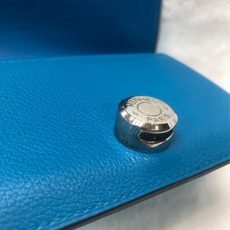 HERMÈS ever colour blue Dogon銀扣銀包 Stamp AXB917-34