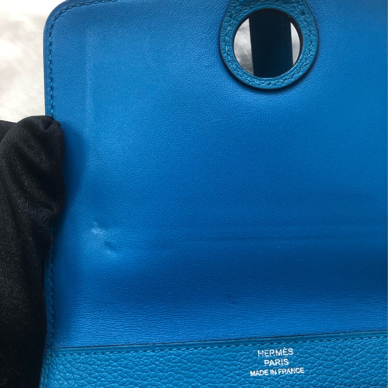 HERMÈS ever colour blue Dogon銀扣銀包 Stamp AXB917-38