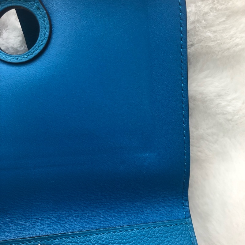 HERMÈS ever colour blue Dogon銀扣銀包 Stamp AXB917-40