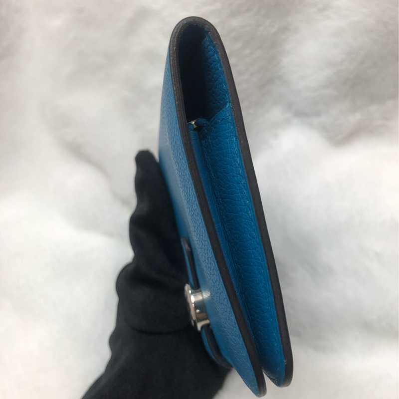 HERMÈS ever colour blue Dogon銀扣銀包 Stamp AXB917-41